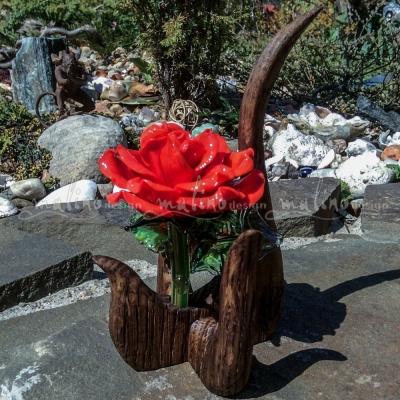 Стеклянная роза в деревянной вазе мини. – примеры ранее выполненных работ